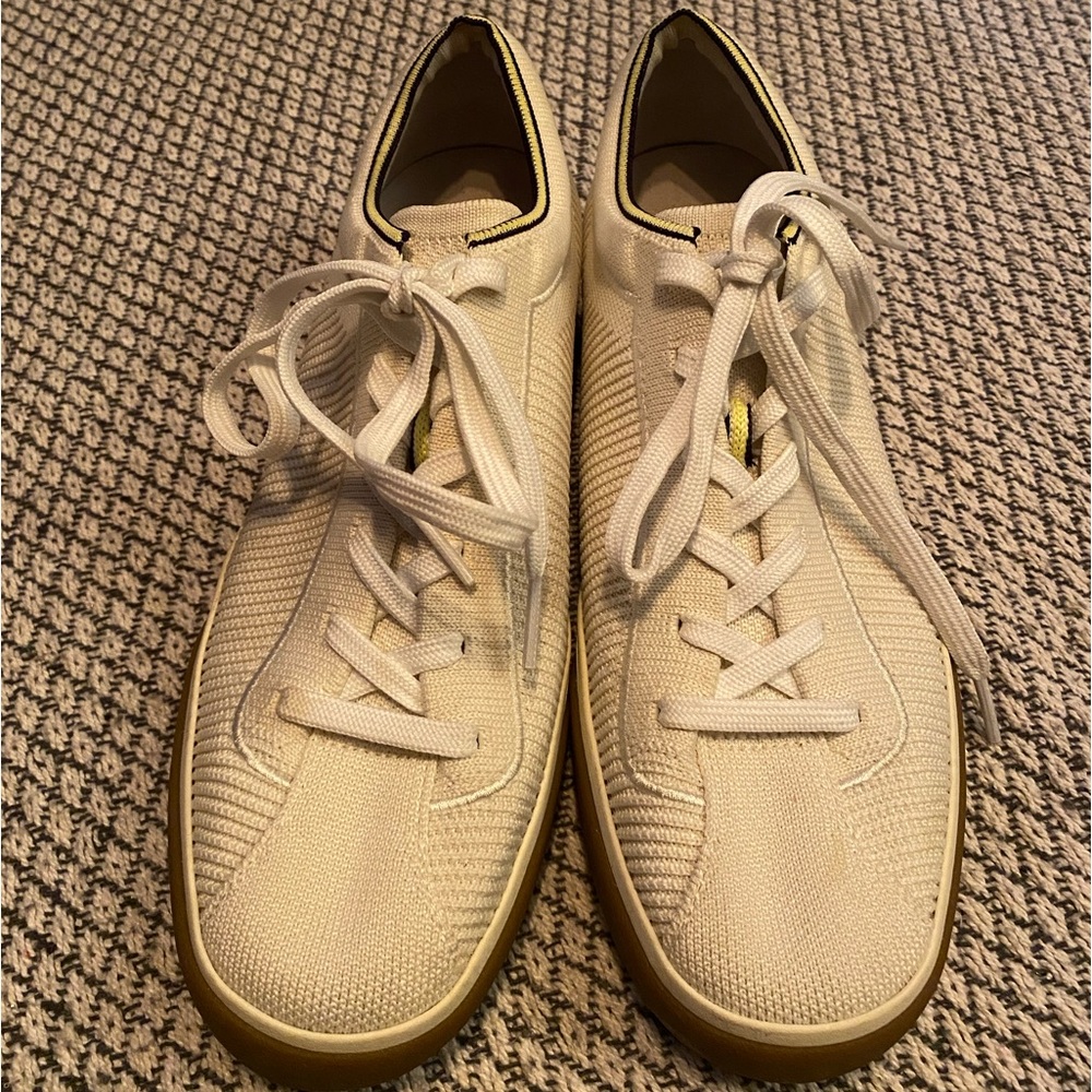 Rothy’s “vanilla” colored knit sneakers